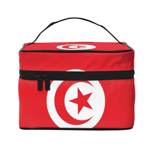 JZQZH Tragbare Kosmetiktasche mit tunesischer Flagge, personalisierter Aufbewahrungs-Organizer für Reisen, Camping, Hotels und Fernreisen von JZQZH