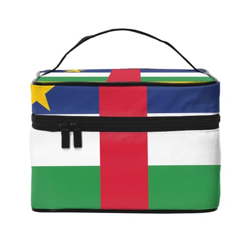 JZQZH Tragbare Kosmetiktasche mit zentralafrikanischer Flagge, personalisierter Aufbewahrungs-Organizer für Reisen, Camping, Hotels und Fernreisen von JZQZH