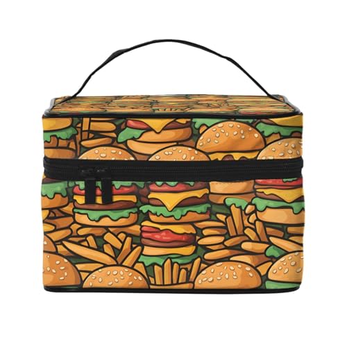 JZQZH Viele süße Burger, tragbare Kosmetiktasche, personalisierter Aufbewahrungs-Organizer für Reisen, Camping, Hotels und Fernreisen von JZQZH
