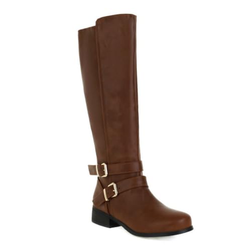 Damen Reitstiefel Knöchelhoch mit Schnalle und Seitlichem Reißverschluss Flacher Absatz Stilvoll und Bequem,Braun,41 EU Damen Reitstiefel Knöchelhoch mit Schnalle und Seitlichem Reißverschluss Flacher Absatz Stilvoll und Bequem,Braun,41 EU von JZWBLDS