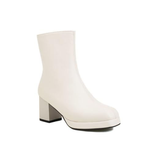 Damen Stiefel Mittellang mit Quadratischer Zehe Blockabsatz Plateau für Herbst Winter - Stilvoll & Bequem,Beige,48 EU Damen Stiefel Mittellang mit Quadratischer Zehe Blockabsatz Plateau für Herbst Winter - Stilvoll & Bequem,Beige,48 EU von JZWBLDS