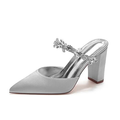 JZWBLDS Frauen Formell Veranstaltung Satin Pantoletten Blockabsatz Ballschuhe Strass Riemen Hochzeit Gast Hohe Sandalen,Silber,38 EU JZWBLDS Frauen Formell Veranstaltung Satin Pantoletten Blockabsatz Ballschuhe Strass Riemen Hochzeit Gast Hohe Sandalen,Silber,38 EU von JZWBLDS