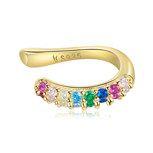 1 PC Single Hoop Ohrringe Manschette für Frauen Schmuck Regenbogen Farbe von JZWCHQ