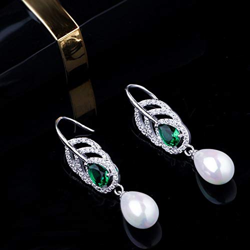 Farbe Grüne Kubikzirkonia Stein langer Wassertropfen Perlenhaken Ohrringe Schmuck für Frauen von JZWCHQ