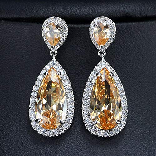 Farbe weiße kubische Zirkonia Kristall lang Tränenstropfen Dangle Ohrringe für Frauen Party Schmuck Geschenk von JZWCHQ
