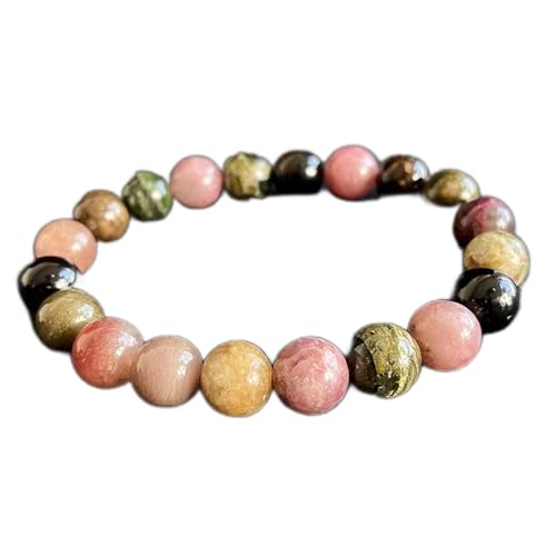 Feng Shui Armband Natural Brasilien tourmaline farbenfrohe Edelstein Runde Perlen Elastisches Armband Yoga Meditation Lucky Spiritual Talisman for Men Women Wealth Geld viel Glück Wohlstand, 9mm Zimt von JZWCHQ
