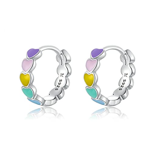 Frauen mehrfarbiger Emaille Heart Hoop Ohrringe Regenbogen Trendschmuck für von JZWCHQ