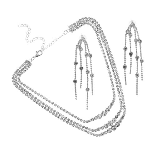 JZWCHQ 1 Set elegantes Prom -Schmuckset mit Tropfenohrringen und Halskette für Frauen Brautjungfernzubehör für Hochzeitspartys Geburtstage und besondere Anlässe von JZWCHQ