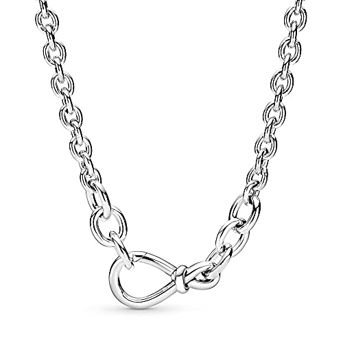 JZWCHQ 100% 925 Sterling Silber Pan Chunky Infinity Knot Kette Halskette für Frauen von JZWCHQ
