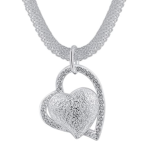 JZWCHQ 18 Zoll Maschenkette Mattes Herz anheitige Halskette für Frauen Hochzeit Schmuck Geschenk JZWCHQ 18 Zoll Maschenkette Mattes Herz anheitige Halskette für Frauen Hochzeit Schmuck Geschenk von JZWCHQ