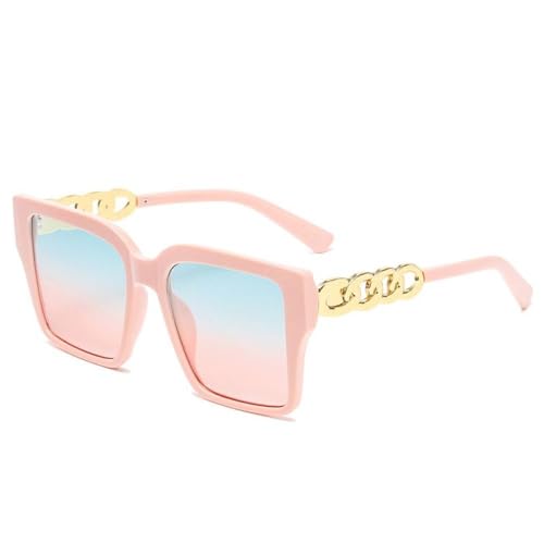 JZWCHQ 2025 Luxus-Sonnenbrille, modisch, quadratisch, übergroße Brillen für Damen, Blau / Rosa mit Farbverlauf, Blau/Pink, Einheitsgröße von JZWCHQ