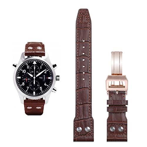 JZWCHQ 21mm 22 mm Italien Cowhide Echtes weiches Leder -Uhrband für IWC Pilot Mark 18 Weiches braunes Uhrengurt Klaspeln von JZWCHQ