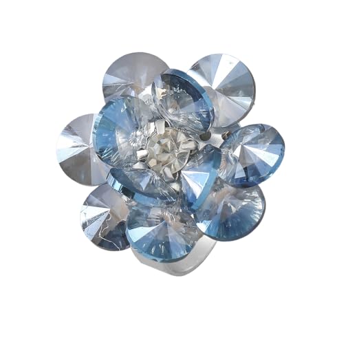 JZWCHQ 3d Crystal Flower Statement Ring für Frauen Teenager Silber klobiger Kirschblüten Verstellbarer offener Wrap -Finger -Ringe Komfort Fit Delicate Hochzeitsurlaub Party Schmuck Geschenk von JZWCHQ