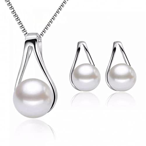 JZWCHQ 925 Schmucksets für Frauen Mädchen Hochzeit Engagement Perle Waterdrop Form Bestes Geschenk für Geliebte von JZWCHQ