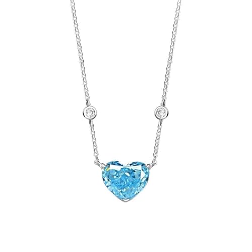 JZWCHQ 925 Sterling Silber 10 * 12 mm Aquamarin hoher Kohlenstoff -Diamant -Eisblume geschnittene Anhänger Halskette für Frauen Schmuck von JZWCHQ