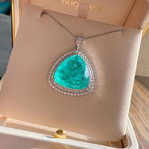 JZWCHQ 925 Sterling Silber 23 * 23 mm Emerald Pink Quarz Edelstein Anhänger Halskette Schmuck für Frauen von JZWCHQ