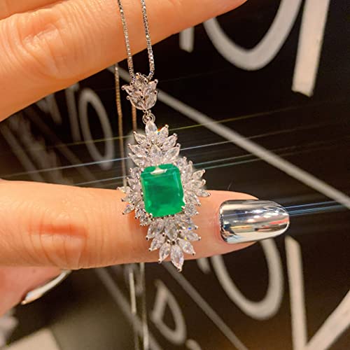 JZWCHQ 925 Sterling Silber 8 * 10mm Ruby Emerald Turmaline Pedant Halskette Schmuck für Frauen von JZWCHQ