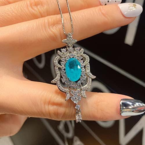 JZWCHQ 925 Sterling Silber 8 * 12mm Ruby Emerald Turmaline Pedant Halskette Schmuck für Frauen von JZWCHQ