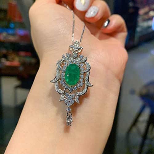 JZWCHQ 925 Sterling Silber 8 * 12mm Ruby Emerald Turmaline Pedant Halskette Schmuck für Frauen von JZWCHQ