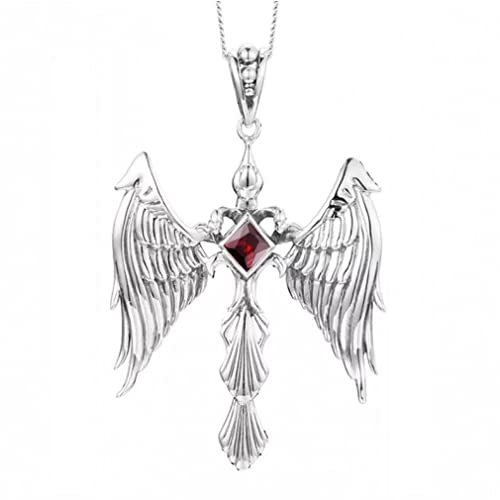 JZWCHQ 925 Sterling Silber Halskette Granat Anhänger Geburtsstein Feine Schmuck Frauen Accessoires für Frauen von JZWCHQ