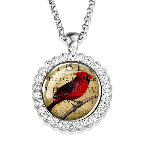 JZWCHQ Accessoires Hummingbird Halskette für Frauen und Männer, Hummingbird Halskette Kardinalvogelkunst Bild Glas Strass Anhänger Kette süßer Vogelschmuck, niedlicher Tierschmuck Urlaub von JZWCHQ