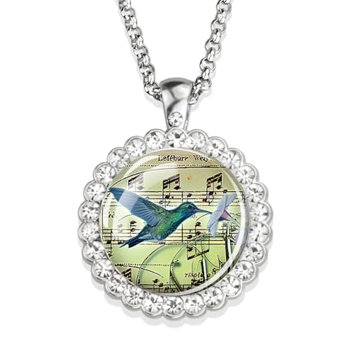 JZWCHQ Accessoires Hummingbird Halskette für Frauen und Männer, Hummingbird Halskette Kardinalvogelkunst Bild Glas Strass Anhänger Kette süßer Vogelschmuck, niedlicher Tierschmuck Urlaub von JZWCHQ