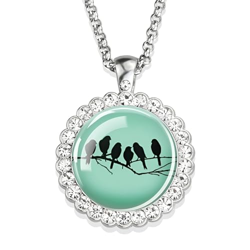 JZWCHQ Accessoires Hummingbird Halskette für Frauen und Männer, Hummingbird Halskette Kardinalvogelkunst Bild Glas Strass Anhänger Kette süßer Vogelschmuck, niedlicher Tierschmuck Urlaub von JZWCHQ
