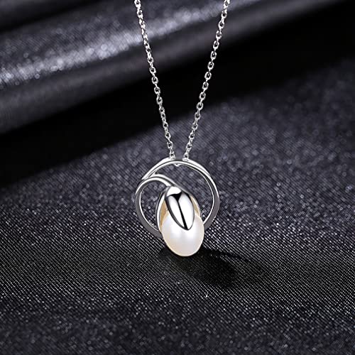 JZWCHQ Anhänger Halskette Süßwasserperl 925 Sterling Silber Schmuck für Frauen Geburtstag Weihnachten von JZWCHQ
