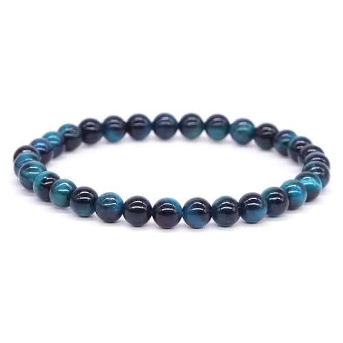 JZWCHQ Blaue Armbänder Frauen Männer Naturstein runden Perlen handgefertigte Elastizbänder Paar Casual 1pc von JZWCHQ