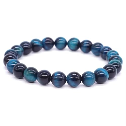 JZWCHQ Blaue Armbänder Frauen Männer Naturstein runden Perlen handgefertigte Elastizbänder Paar Casual 1pc von JZWCHQ