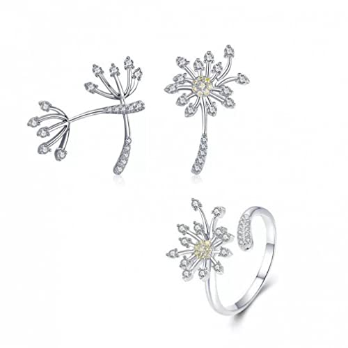 JZWCHQ Blühen Löwenzahn Liebe Blume klare kubische Zirkon Schmuck Sets Frauen Schmuck von JZWCHQ