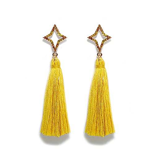 JZWCHQ Böhmenohrringe für Frauen - Shining Diamond Star Ohrringe Star und Moon Fringe Ohrringe, böhmischer ethnischer Modeanhänger für Mädchengeschenke UI von JZWCHQ