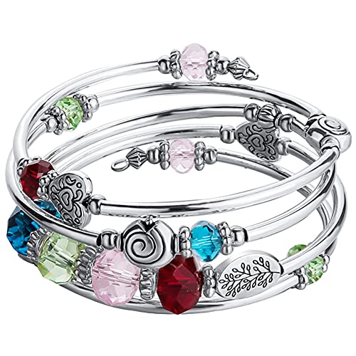 JZWCHQ Bulinlin Perlen silbermangle Wickelarmband für sie, geschichtete böhmische Armbänder mit Naturstein, Schmuckgeschenke für Frauen Damen Damen von JZWCHQ