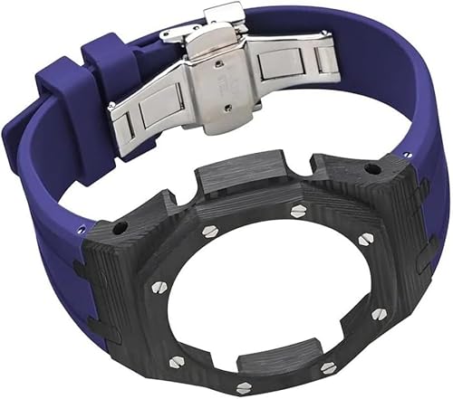JZWCHQ Carbon Faser Watch Hülle Gummi -Gurt Uhrenmod ， für GA2100/GA2110, Edelstahlschnalle Metall Beobel -Uhren -Ersatzzubehör für Männer von JZWCHQ