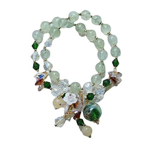 JZWCHQ Charm Armband Sommer Ethnische Doppelkreise Grüne Vornitperlen Blütenschalenschale Kristall Perlen Strang Armbänder für Frauen Mode Schmuck von JZWCHQ