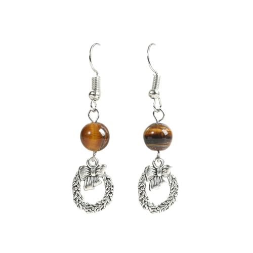 JZWCHQ Damen Natursteinohrringe - kreative 6mm Amethyste Runde Perlenhöhle Kranz Anhänger, modehändige natürliche rohe Edelstein -Frauen -Party -Geschenk UI von JZWCHQ