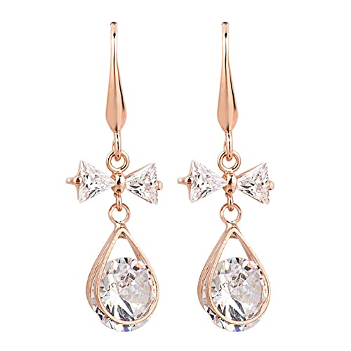 JZWCHQ Einfache Zirkon -Damen binden Temperament Schmuck Bogen Doppelpiercing Ohrringe von JZWCHQ