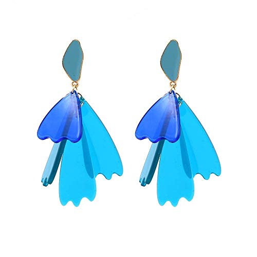 JZWCHQ Elegante Frauen Ohrring-Stollen Ohrring Ohrringe Ohrlinie, mehrköpfige Acetatplattenblumenohrringe Blau, europäische und amerikanische Übergerecher von JZWCHQ