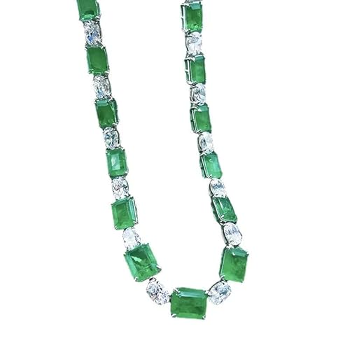 JZWCHQ Emerald Diamond Halskette 100% Real 925 Sterling Silber Anhänger Halsketten für Frauen Brautfeier Hochzeit Schmuck von JZWCHQ