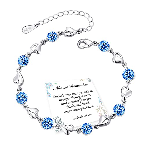 JZWCHQ Exgox Sterling Silber Love Heart Armband mit glänzenden Kristalldiamanten - Verstellbares Herzarmband für Frauen & Mädchen von JZWCHQ