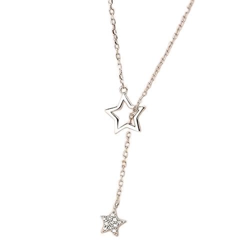 JZWCHQ Exquisites Fünf-Punkte-Stern-Halskette glänzende Zirkonstern-Pendellblatte für Mädchen von JZWCHQ