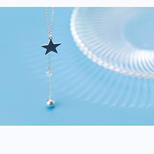 JZWCHQ Fashion 925 Sterling Silver Star Ball Tales Kette Link Quaste Pendellöze Halsketten für Frauen Mädchen fein juwelrrrr von JZWCHQ
