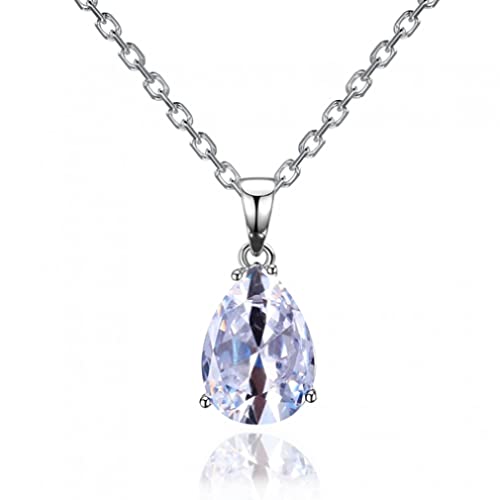 JZWCHQ Frauen Halsketten Anhänger 925 Silberschmuck Farbe Wasser Tropfen Edelstein Anhänger Halskette Party Hochzeitsgeschenk Fein Schmuck von JZWCHQ