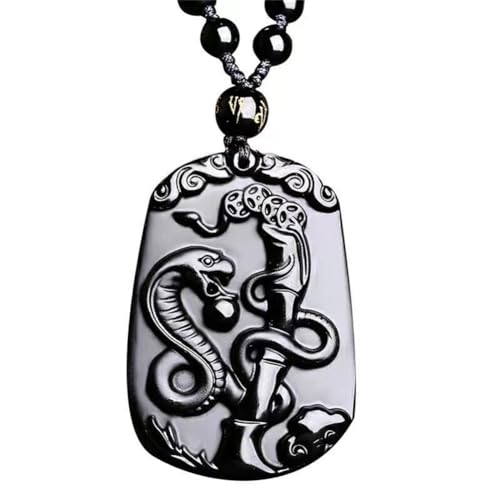 JZWCHQ Frauen Herren schwarzer Obsidian Chinese Zodiac Tierheize Halskette 12 Zeichen Amulett Talisman Perlenkette Verstellbar von JZWCHQ