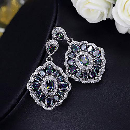 JZWCHQ Frauen Kristallschmuck Drop Blue Regenbogen Feuermystischer Ohrring mit Zirkonsteinen JZWCHQ Frauen Kristallschmuck Drop Blue Regenbogen Feuermystischer Ohrring mit Zirkonsteinen von JZWCHQ