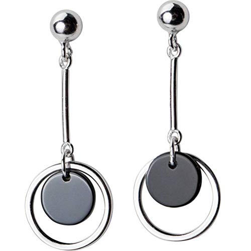JZWCHQ Für Frauen, S925 Koreanischer Stil Einfacher schwarzer rund Ohrringe weibliche Persönlichkeit geometrisches Paar von JZWCHQ
