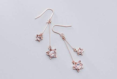 JZWCHQ Für Frauen, S925 Ohrringe weibliche koreanische Mode süße fünffache Star Diamond Soft Rose von JZWCHQ