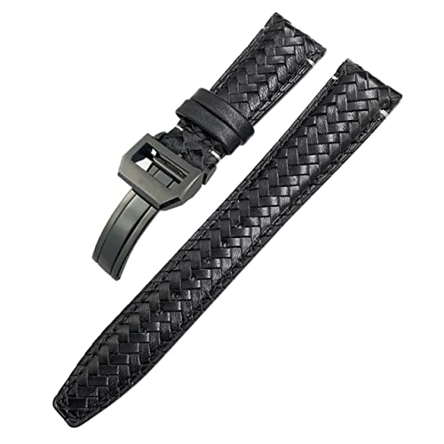 JZWCHQ Gebogenes Ende Cowhide gewebte Uhrenband 20mm 21 mm 22 mm fit für iwc portuser pilots echte Leder Uhrengurt von JZWCHQ
