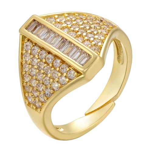 JZWCHQ Halskette Anhänger Kette Männer Frauen Schmuck 1 Stück Goldfarbe Ringe Trendkristall für Modeschmuckparty von JZWCHQ