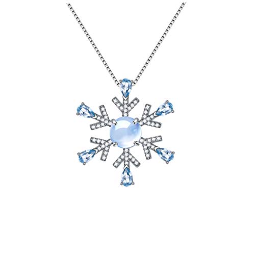 JZWCHQ Halskette Blue Snowflake Anhänger Halskette frische Sterling -Silber -Schlangeblatt Halskette Geburtstag Weihnachten Blau Schmuck Geschenk (mit Geschenkbox) Halskette für Frauen von JZWCHQ